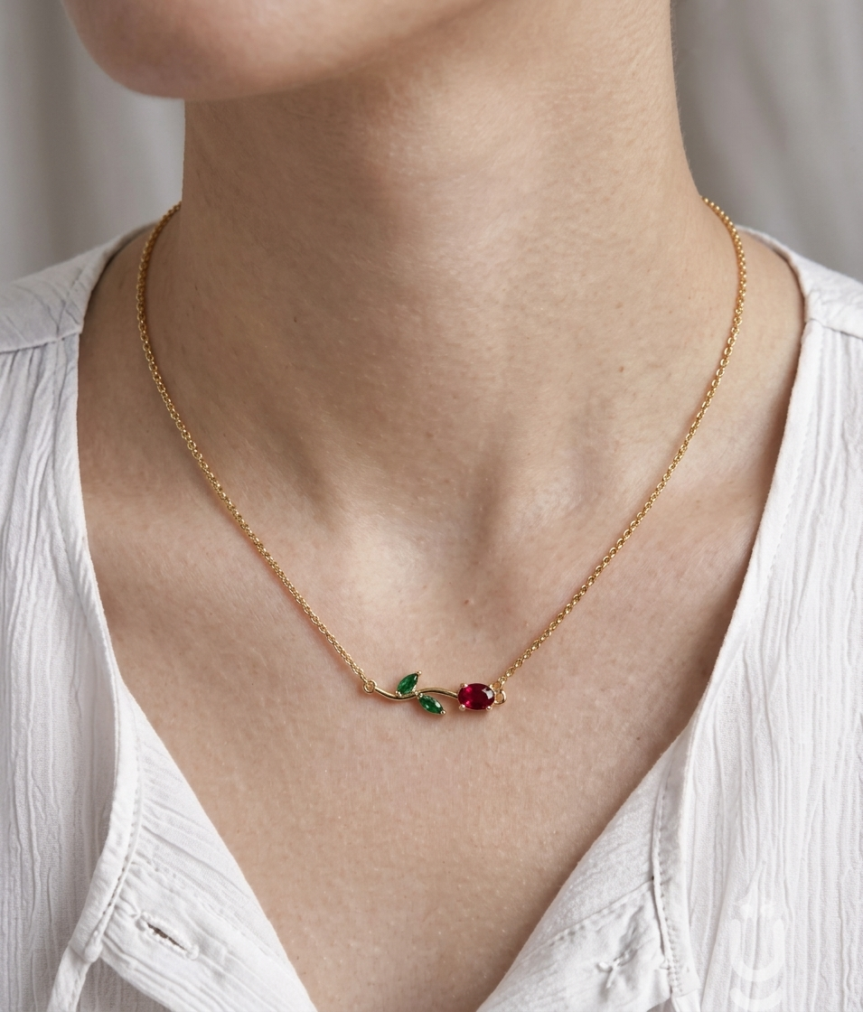Anti-Tarnish Gold Tulip Stone Pendant Necklace