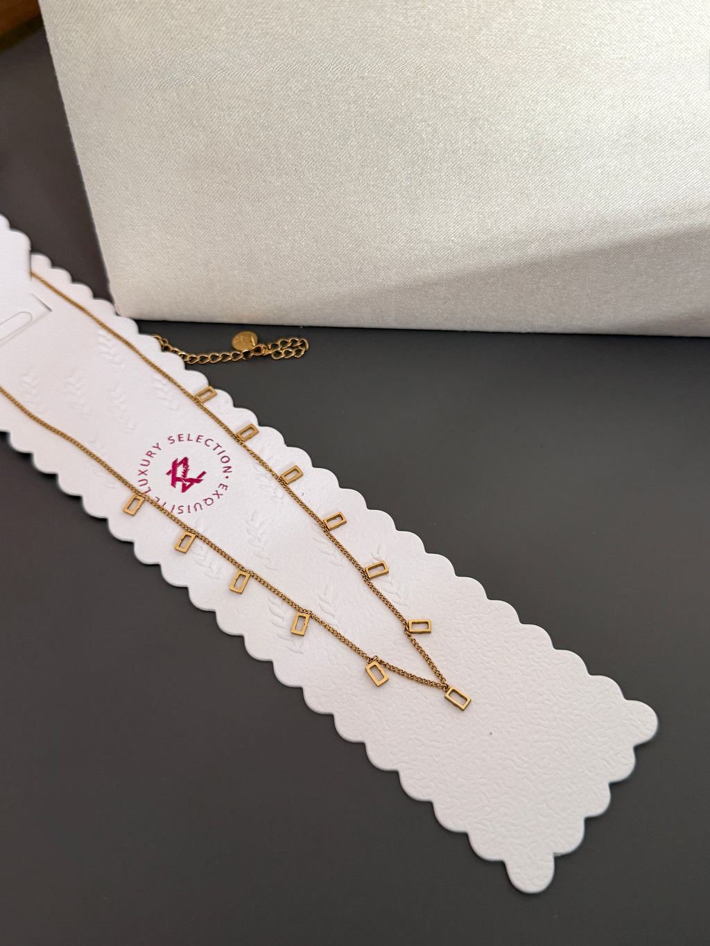 Anti-Tarnish Gold Rectangle Charms Necklace