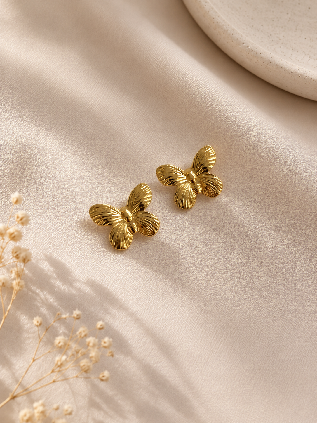 Anti-Tarnish Gold Butterfly Stud Earring Small