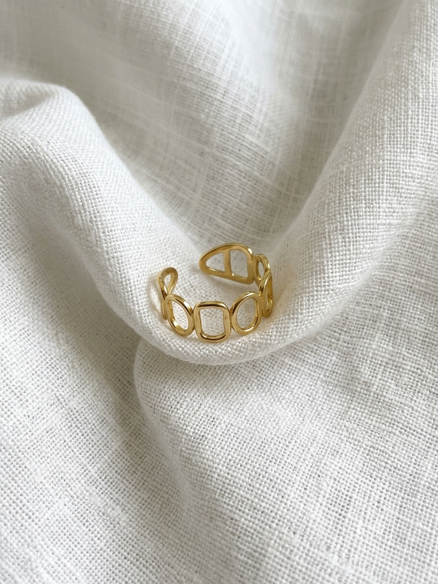 Anti-Tarnish Gold Finger Ring Adjustable Size