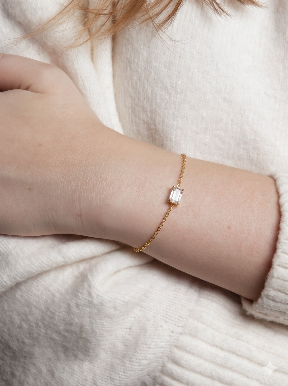 Anti-Tarnish Gold White Diamond Stone Adjustable Bracelet