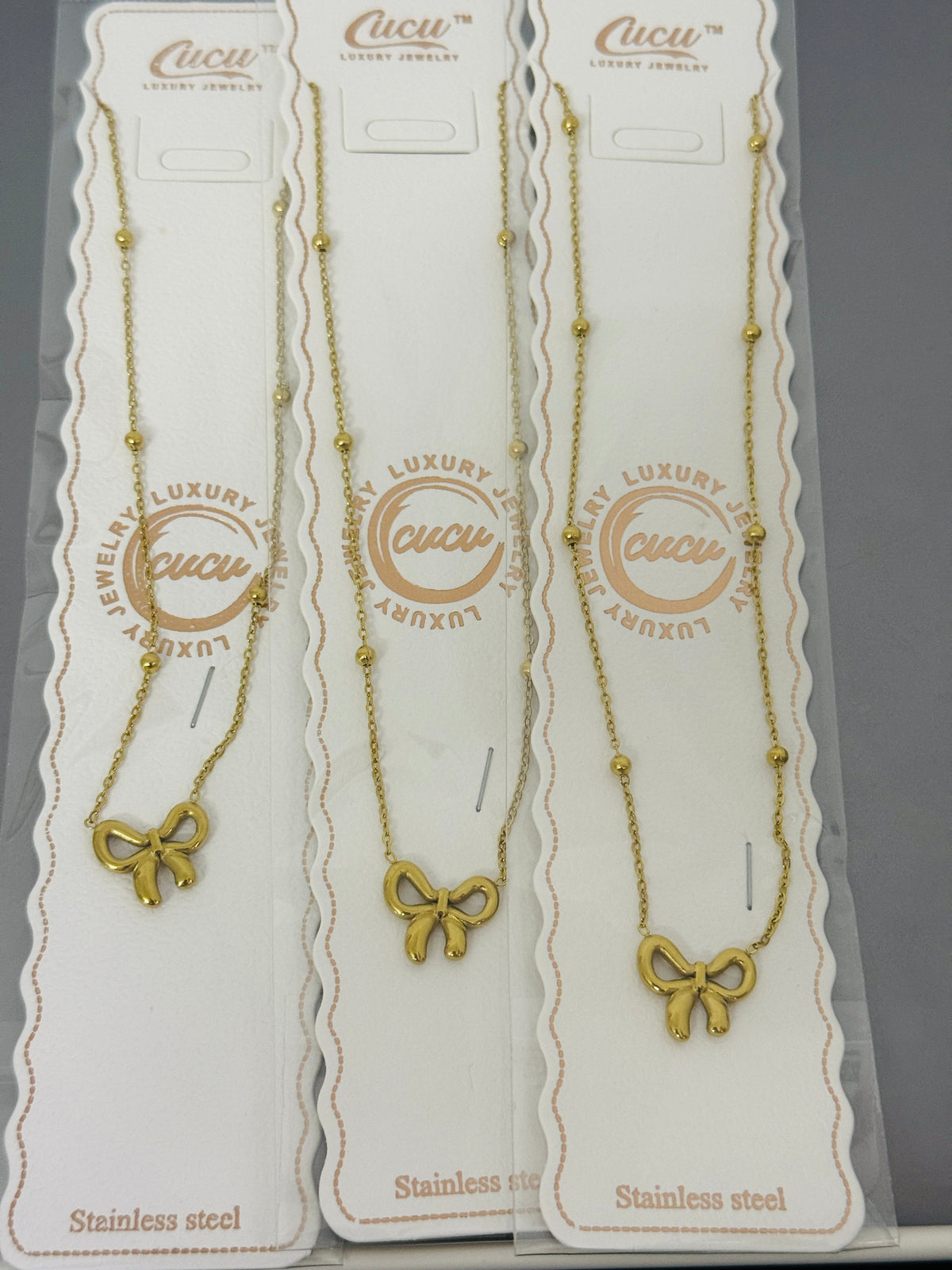Anti-Tarnish Bow Pendant Necklace