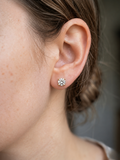 Anti-Tarnish Gold Round White Diamond Stud