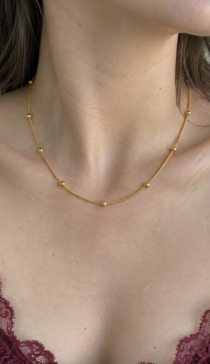 Anti-Tarnish Gold Balls Necklace