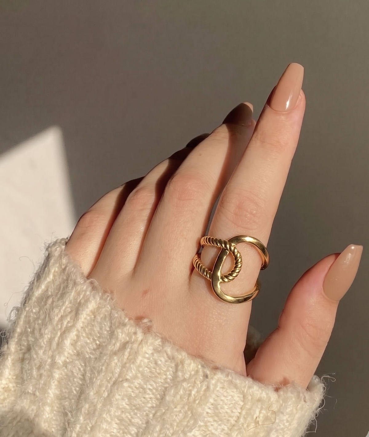 Anti-Tarnish Gold Finger Ring Adjustable Size