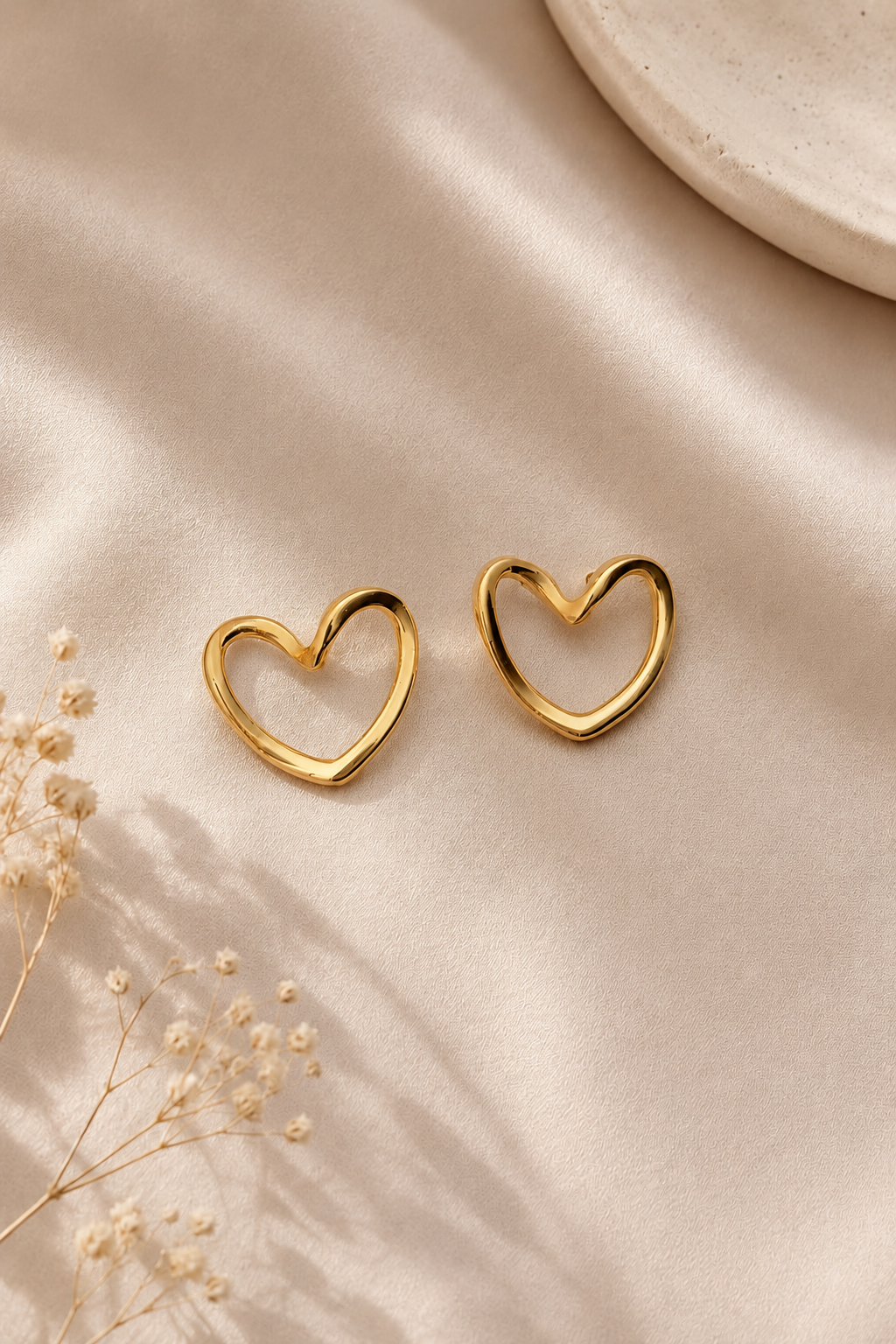 Anti-Tarnish Gold Heart Stud Earring