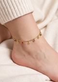 Anti-Tarnish Gold Star Multi Stone Anklet size Adjustable-1pc