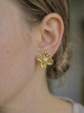 Anti-Tarnish Gold Flower Pearl Stud