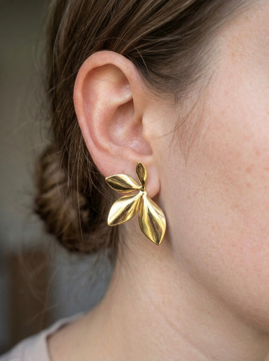 Anti-Tarnish Gold Leaf Stud
