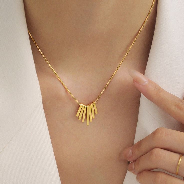 Anti-Tarnish Gold Bar Pendant Necklace