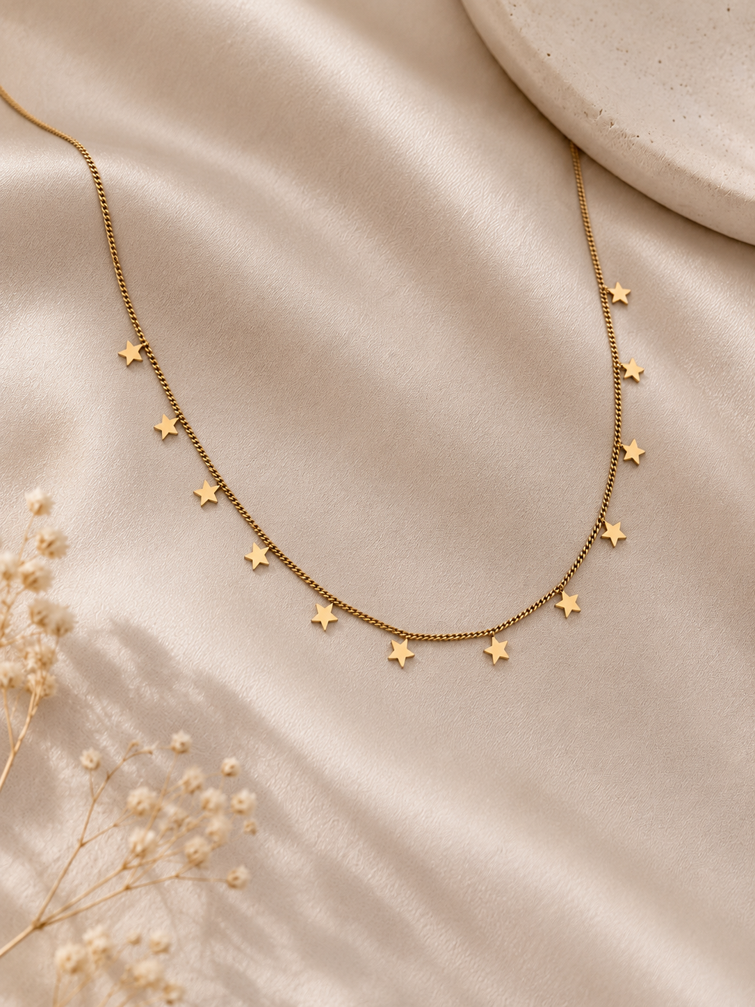 Anti-Tarnish Gold Star Charms Necklace