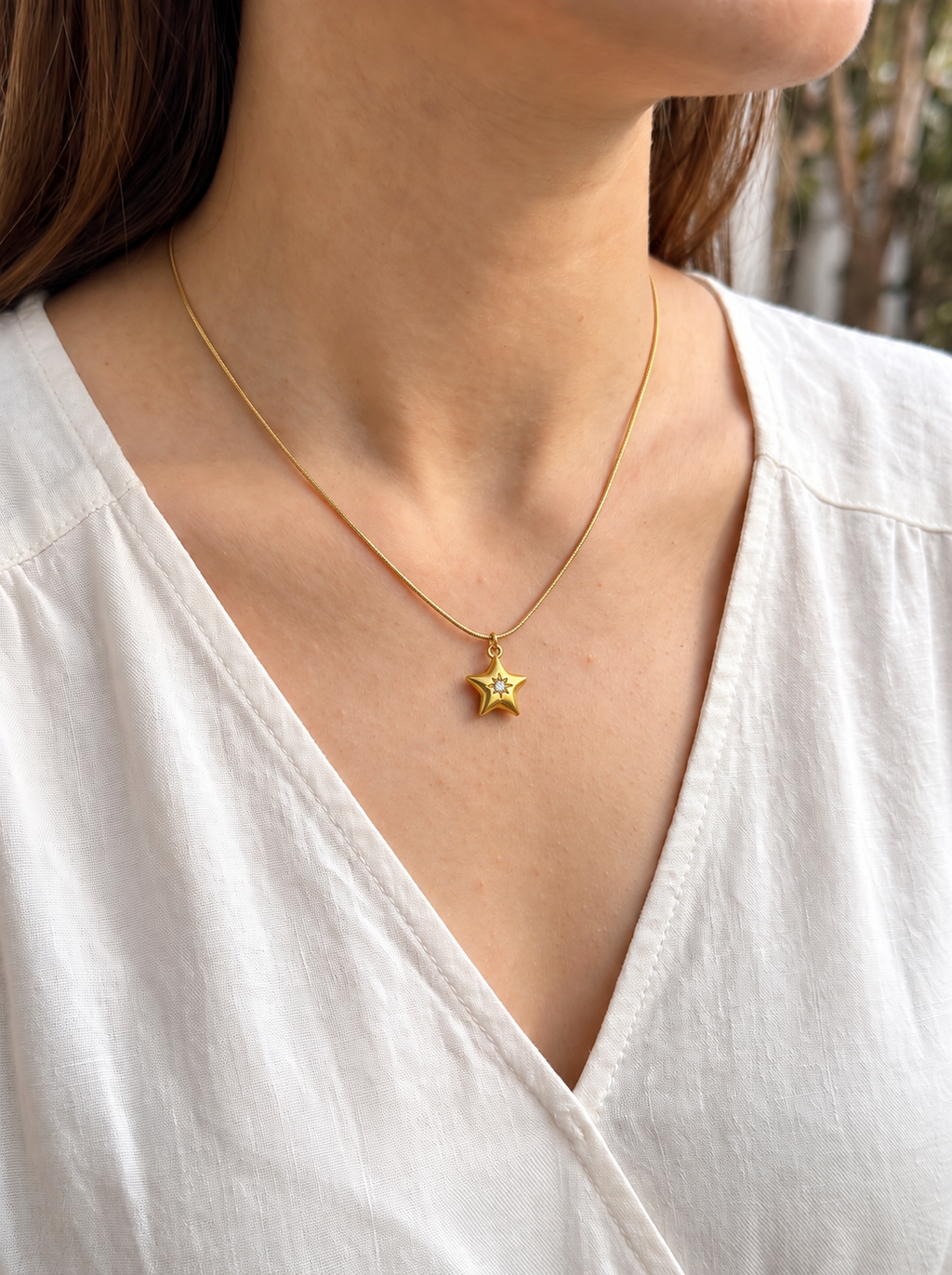 Anti-Tarnish Gold Star Pendant Necklace