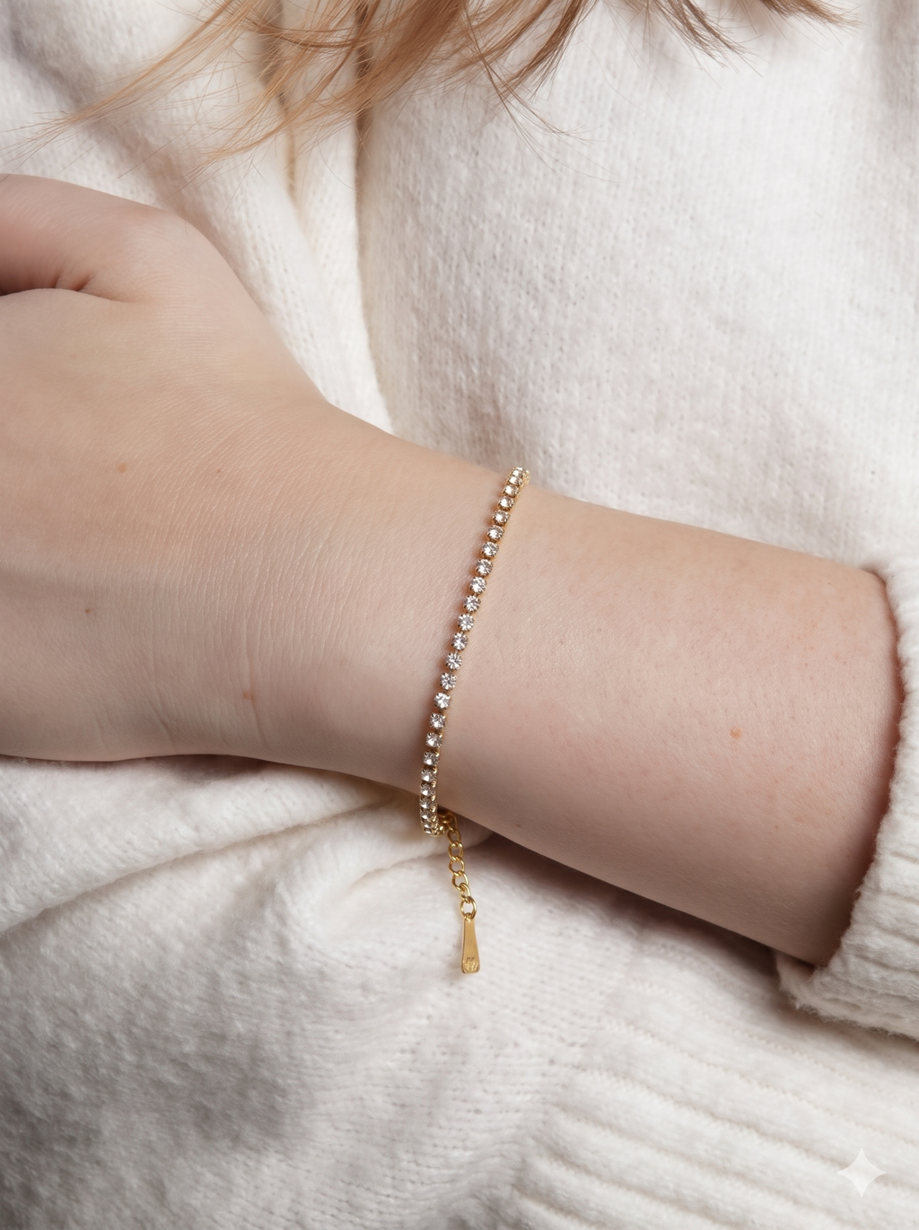 Anti-Tarnish Gold Stone Tennis Adjustable Bracelet
