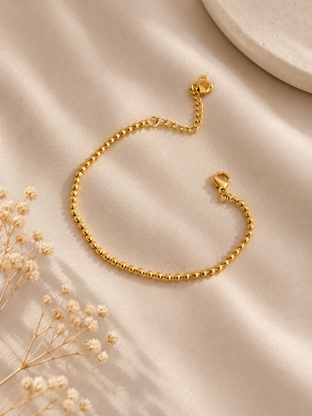 Anti-Tarnish Gold Ball Adjustable Bracelet