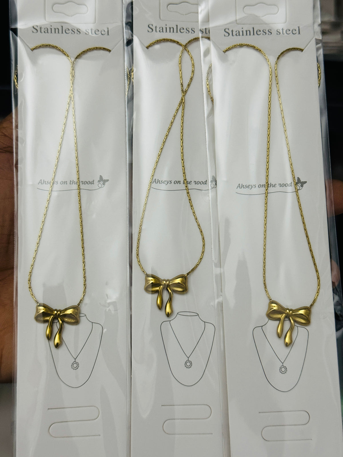 Anti-Tarnish Bow Pendant Necklace
