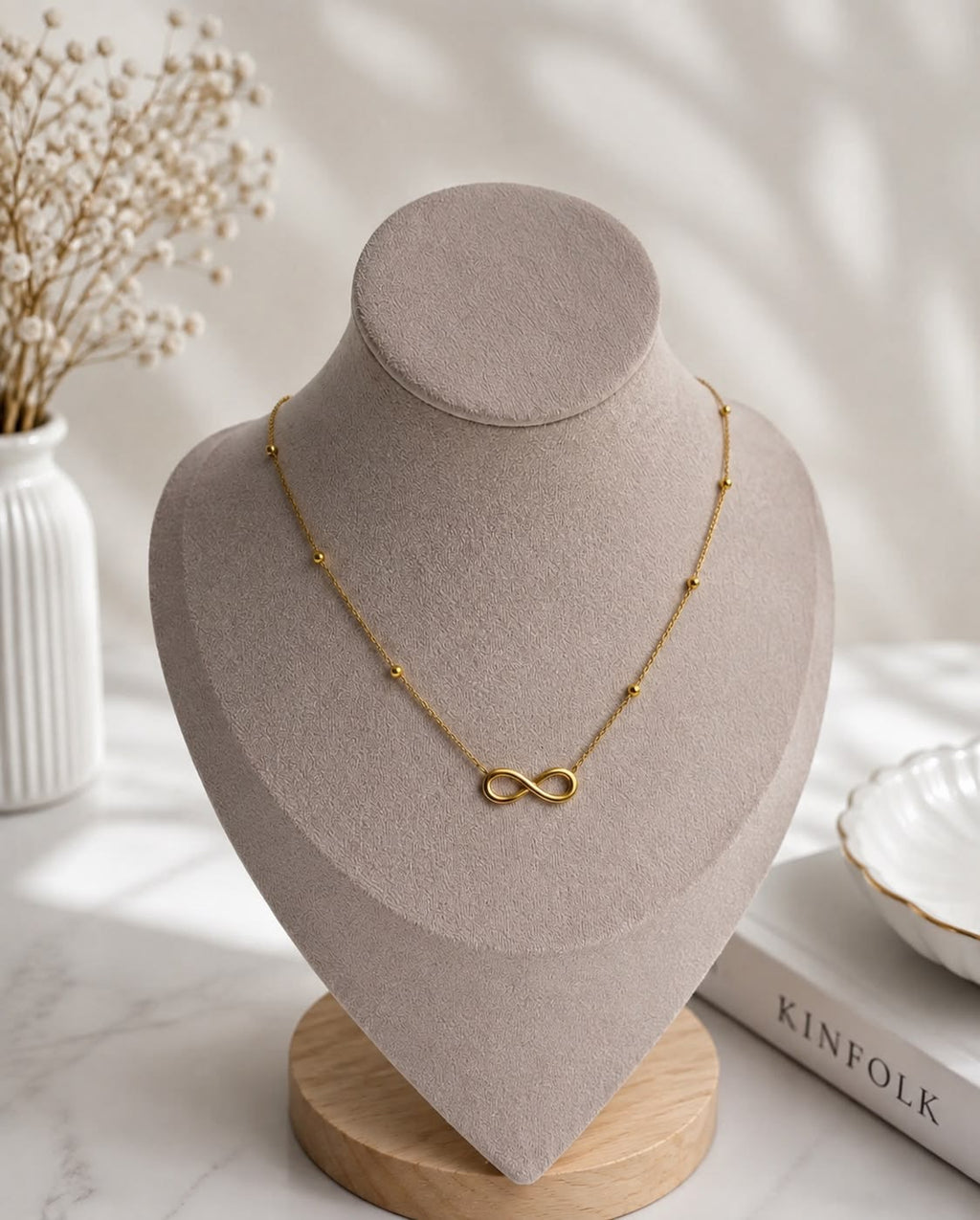 Anti-Tarnish Gold Infinity Pendant Necklace