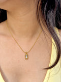 Anti-Tarnish Gold Rectangle Pendant Necklace