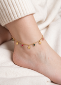 Anti-Tarnish Gold Star Multi Stone Anklet size Adjustable-1pc
