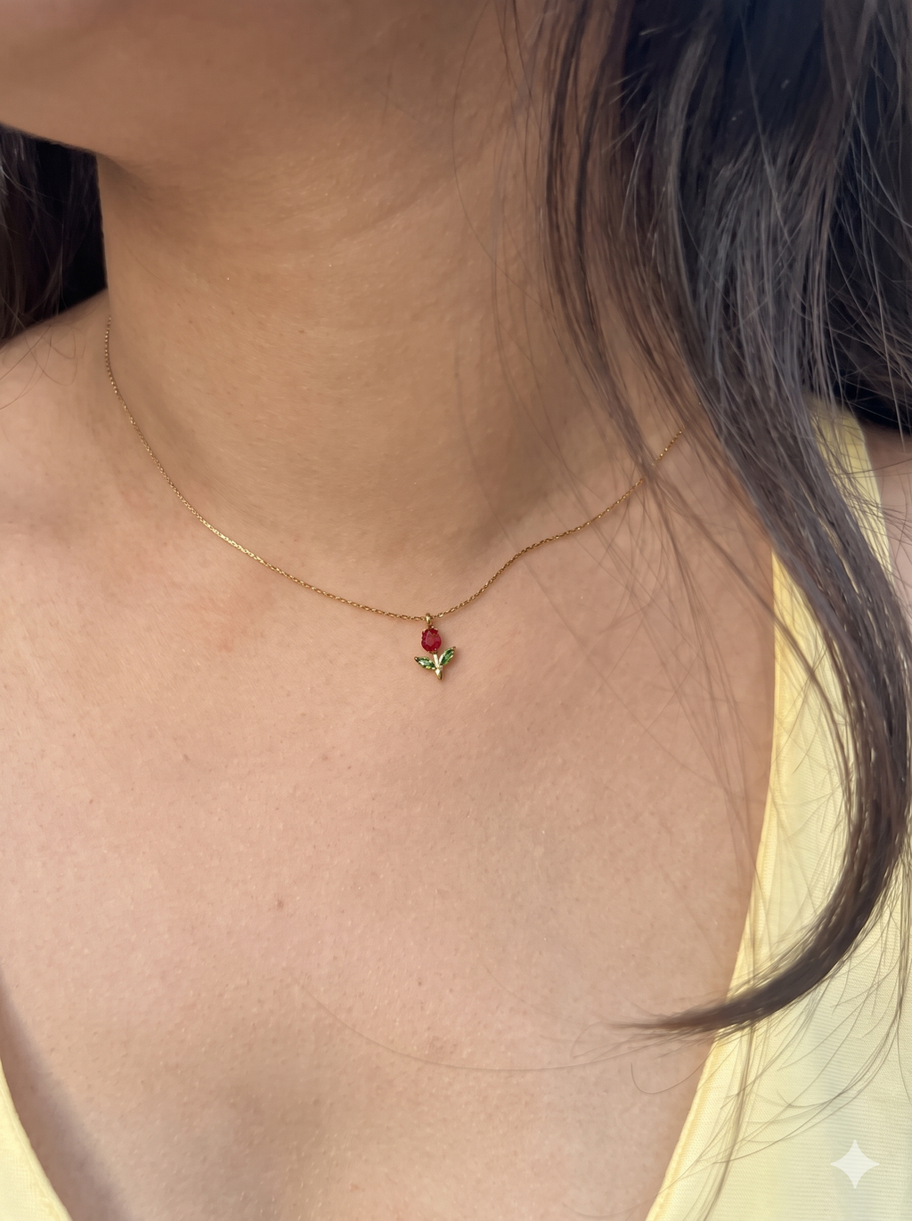 Anti-Tarnish Gold Tulip Pendant Necklace