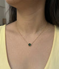 Anti-Tarnish Gold Green Stone Pendant Necklace