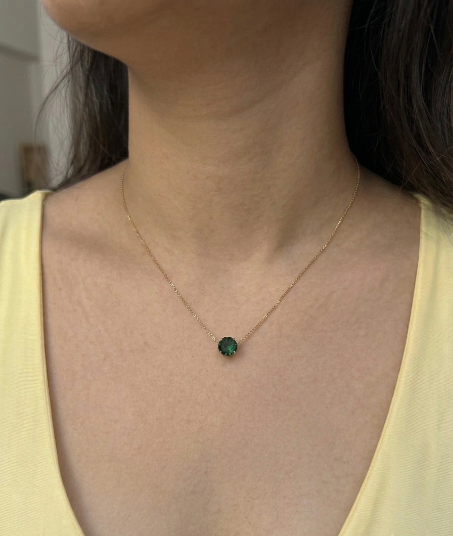 Anti-Tarnish Gold Green Stone Pendant Necklace