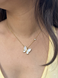 Anti-Tarnish Gold White Butterfly Pendant Necklace