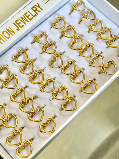 Anti-Tarnish  Gold Adjustable Heart Ring