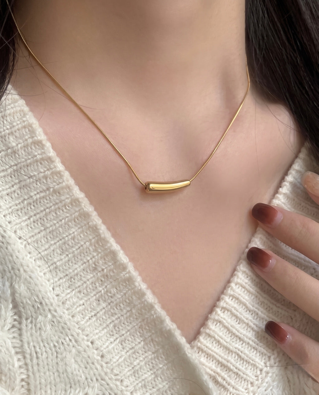 Anti-Tarnish Gold Tube Necklace