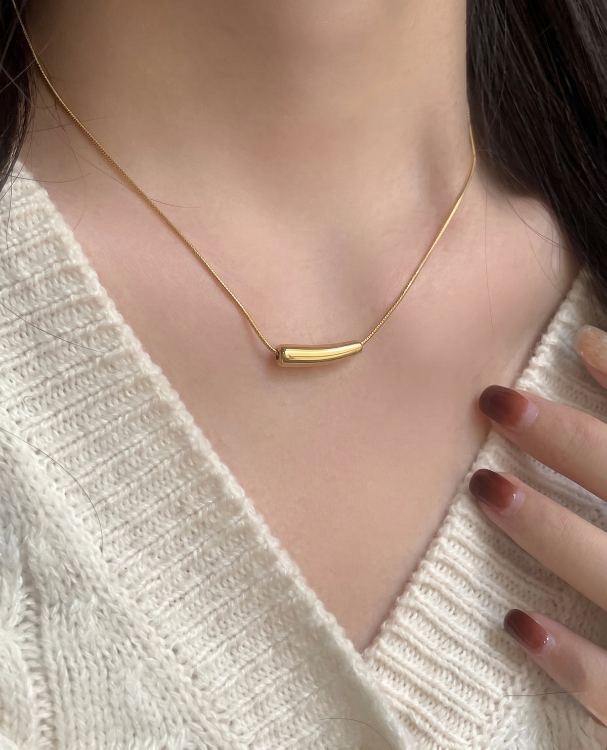 Anti-Tarnish Gold Tube Necklace