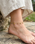 Anti-Tarnish Gold Flower Multi Stone Anklet size Adjustable-1pc