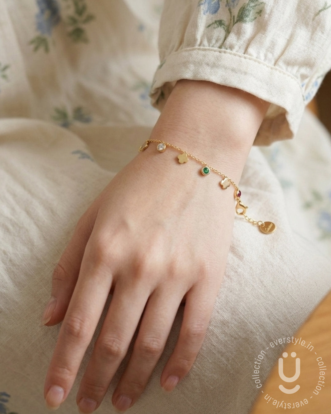 Anti-Tarnish Gold Clover Adjustable Bracelet