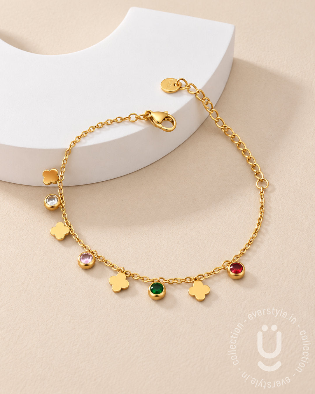 Anti-Tarnish Gold Clover Adjustable Bracelet