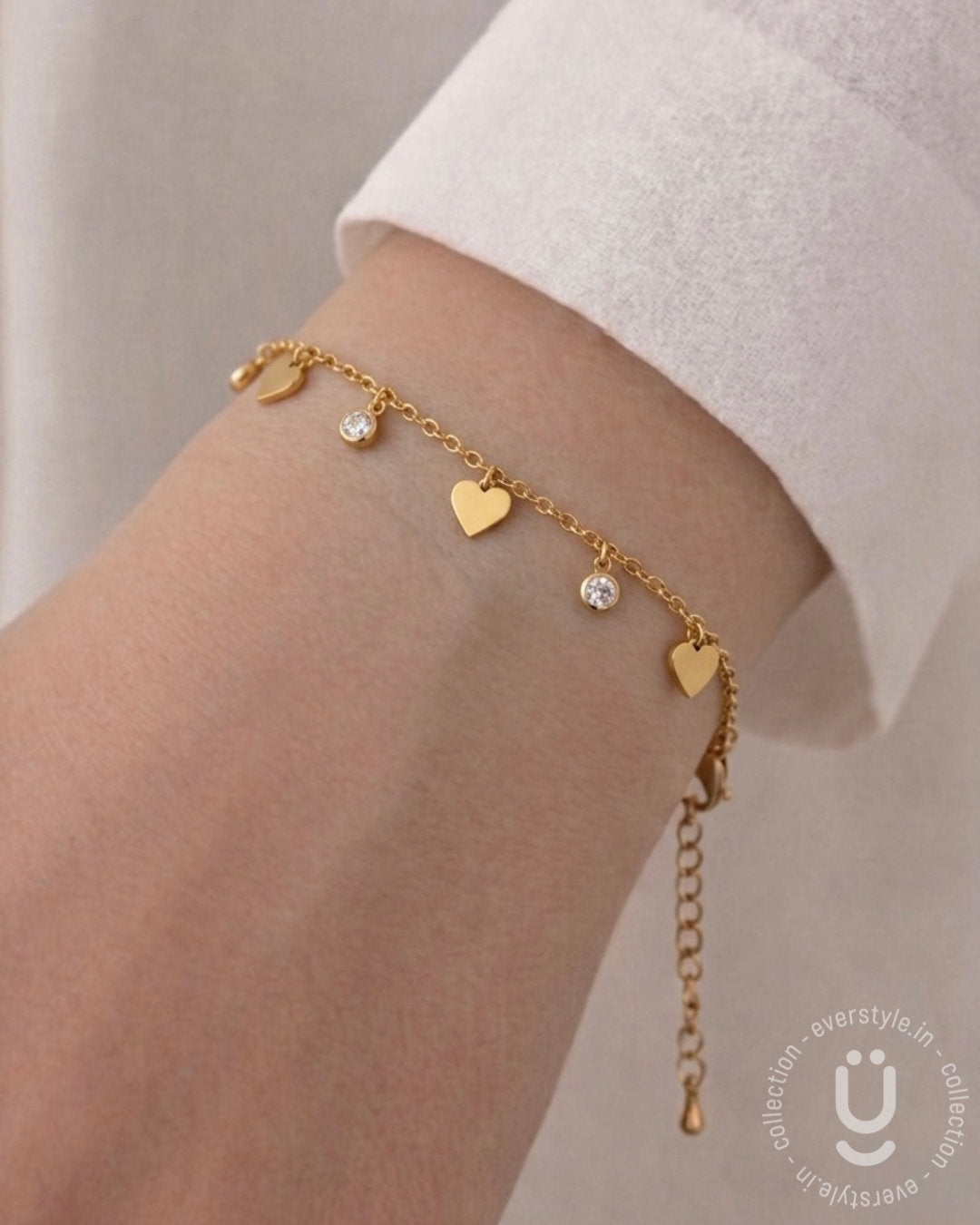 Anti-Tarnish Gold Heart Adjustable Bracelet