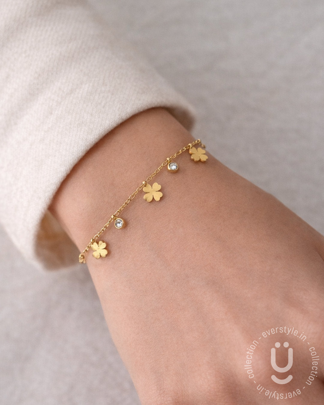 Anti-Tarnish Gold Clover Adjustable Bracelet