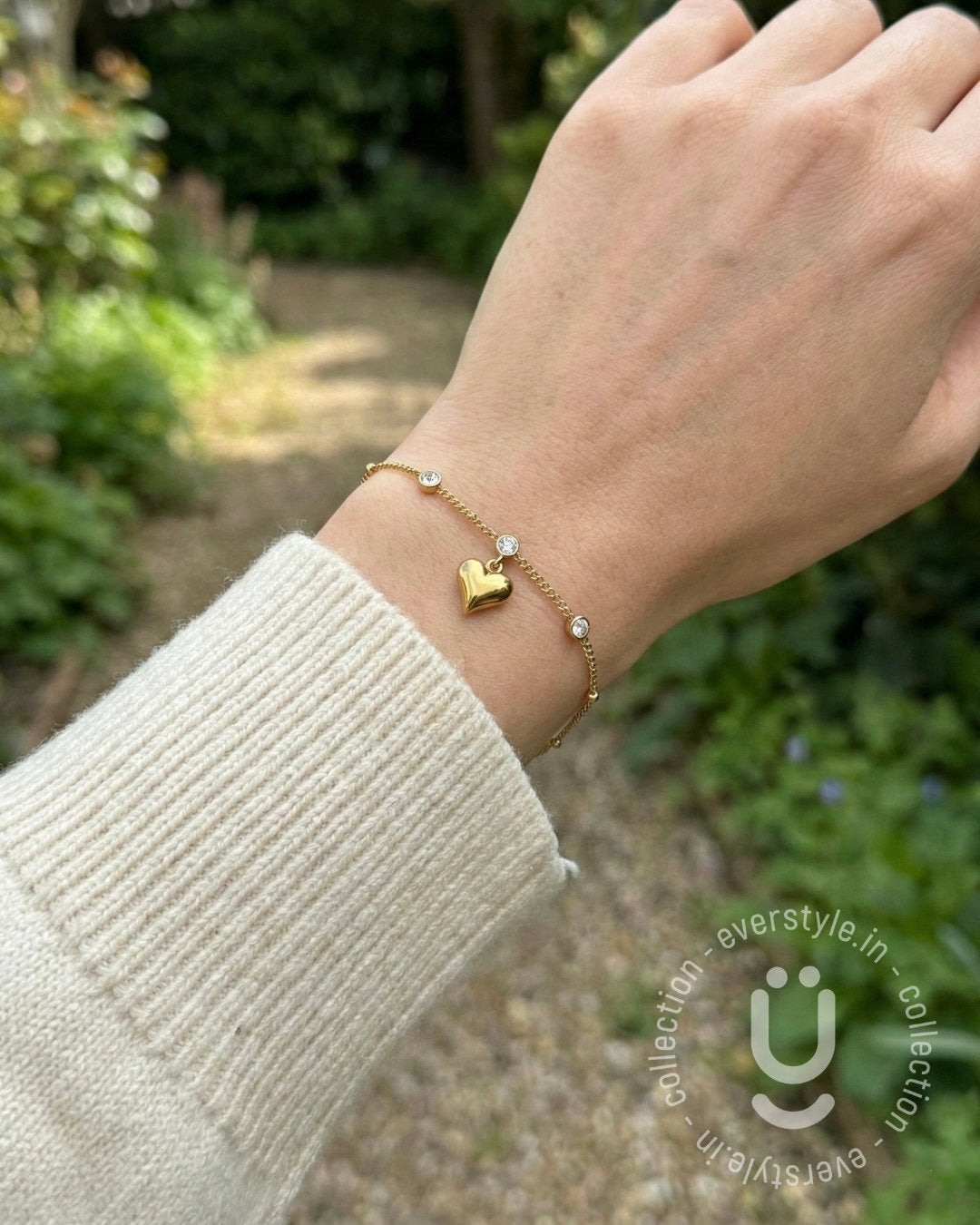 Anti-Tarnish Gold Heart Adjustable Bracelet