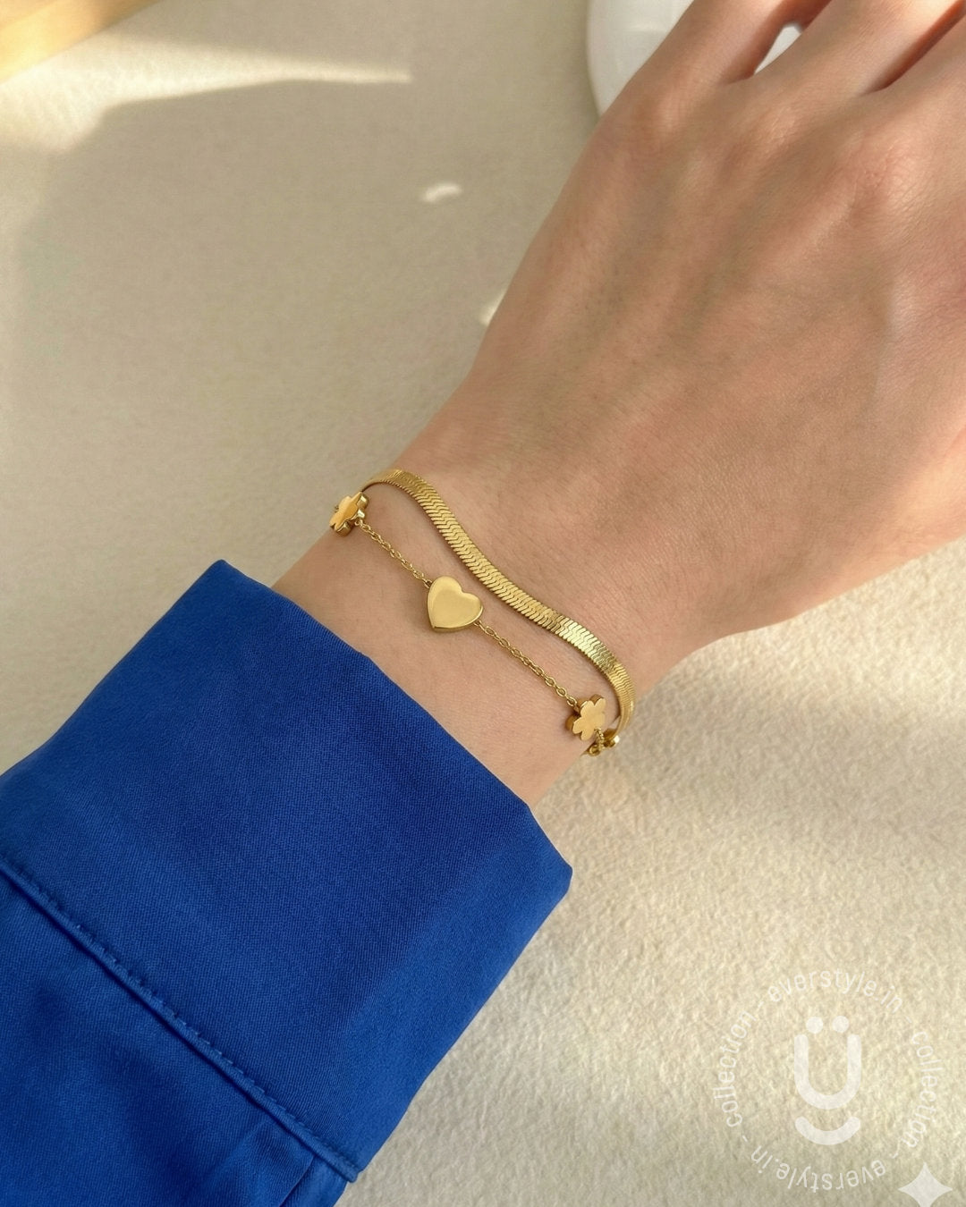 Anti-Tarnish Gold Heart Adjustable Bracelet