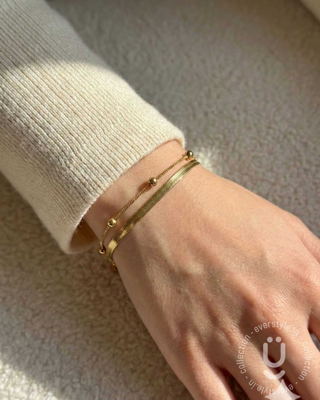 Anti-Tarnish Gold Ball Layer Adjustable Bracelet