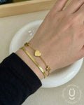 Anti-Tarnish Gold Heart Layer Adjustable Bracelet