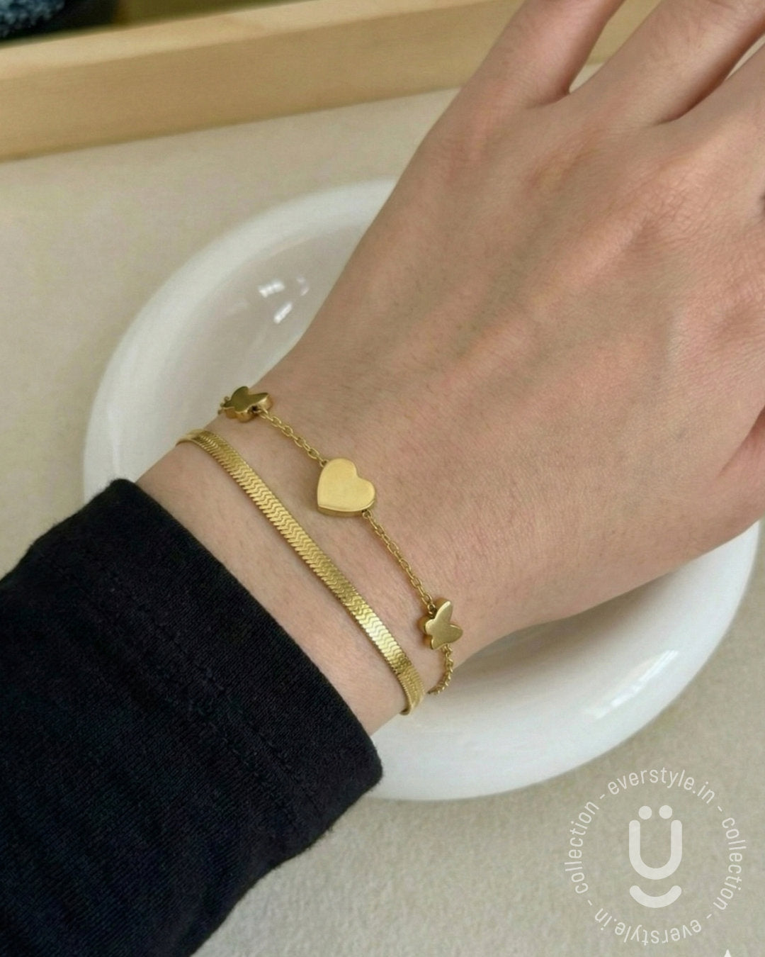 Anti-Tarnish Gold Heart Layer Adjustable Bracelet