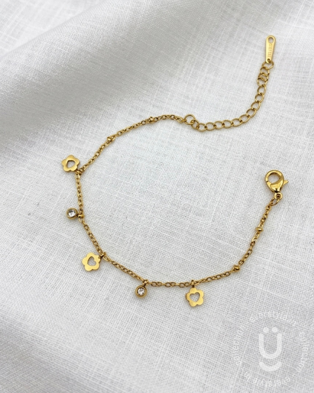 Anti-Tarnish Gold Flower Stone Adjustable Bracelet