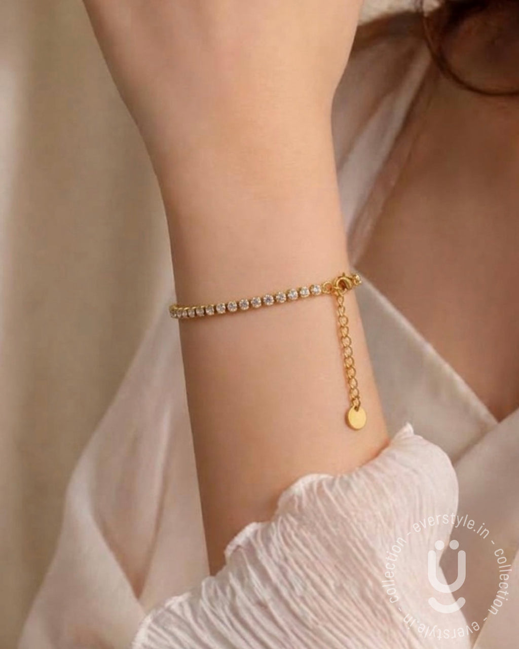 Anti-Tarnish Gold Stone Tennis Adjustable Bracelet