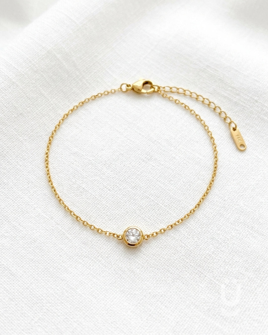 Anti-Tarnish Gold White Stone Adjustable Bracelet