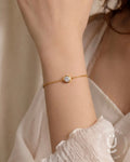 Anti-Tarnish Gold White Stone Adjustable Bracelet