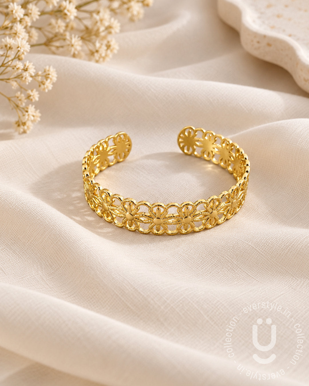 Anti-Tarnish Gold Bangle Adjustable Size Medium