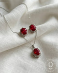 Anti-Tarnish S.Steel Maroon A.D Stone Necklace Set
