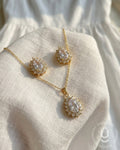 Anti-Tarnish Gold White A.D Stone Necklace Set
