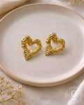 Anti-Tarnish Gold Heart Stud Earring