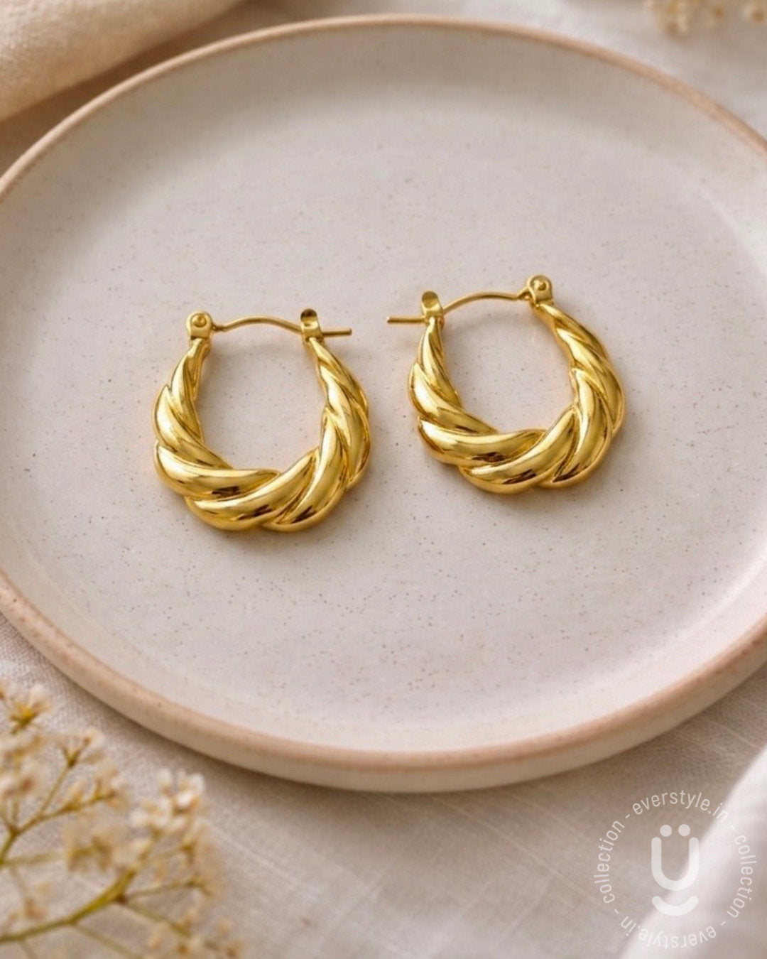 Anti-Tarnish Gold Hoop Earring