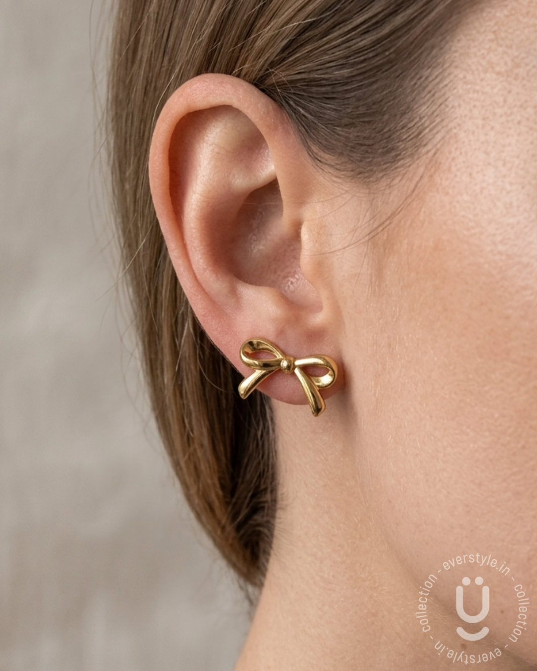 Anti-Tarnish Gold Bow Stud Earring