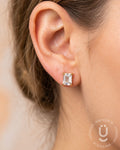 Anti-Tarnish Gold Rectangle White Diamond Stud